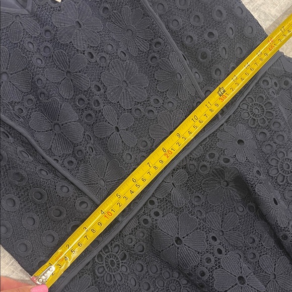 Talbots Navy Eyelet V-Neck A-Line Midi Dress - Picture 13 of 15